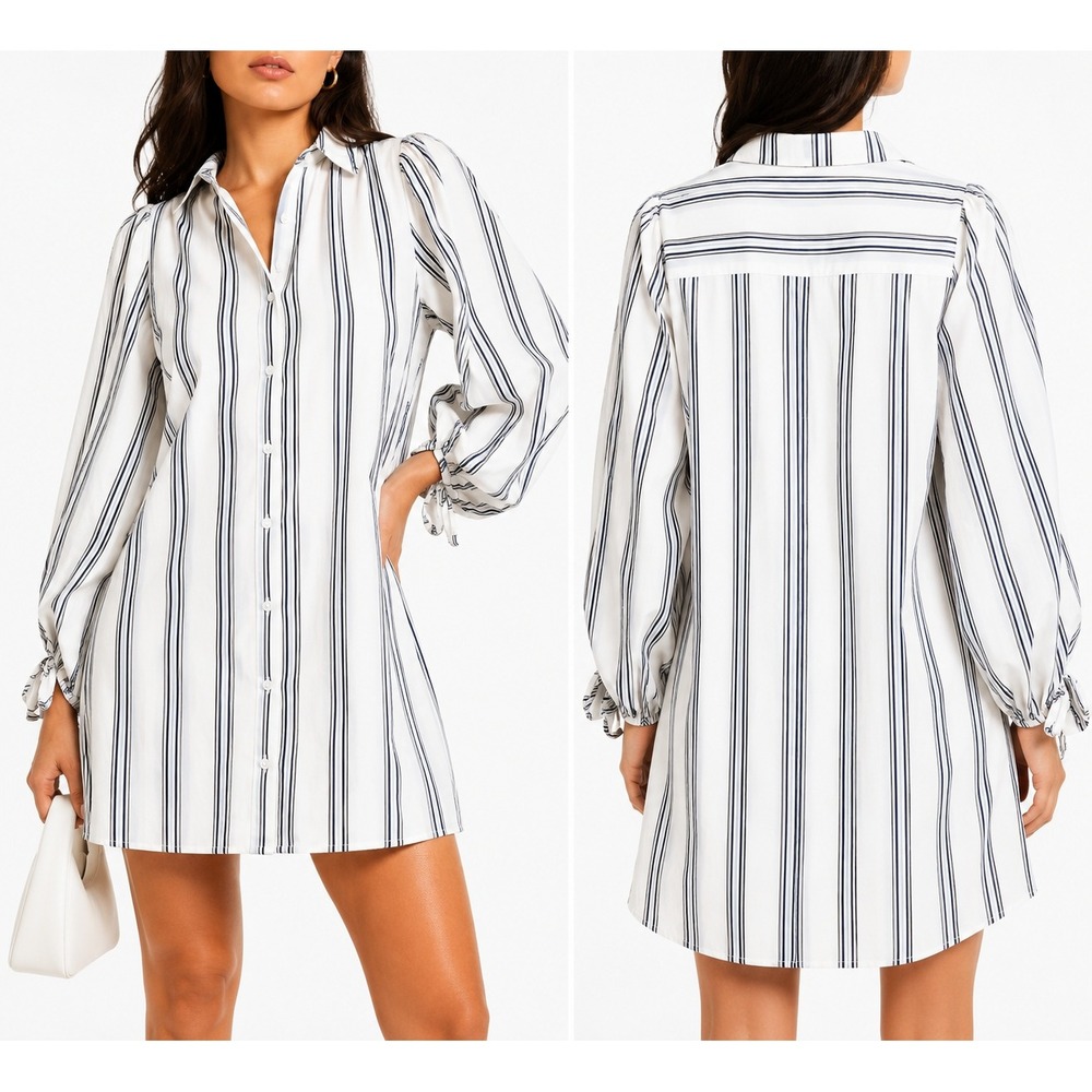 Plenty by Tracy Reese Plus 2X Striped Shirt Dress Puff Sleeve Anthropologie NWOT